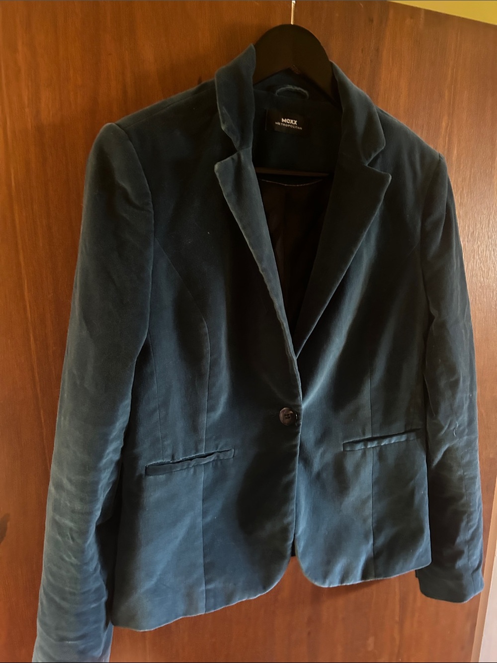 Mexx Teal Velvet Single-Button Blazer